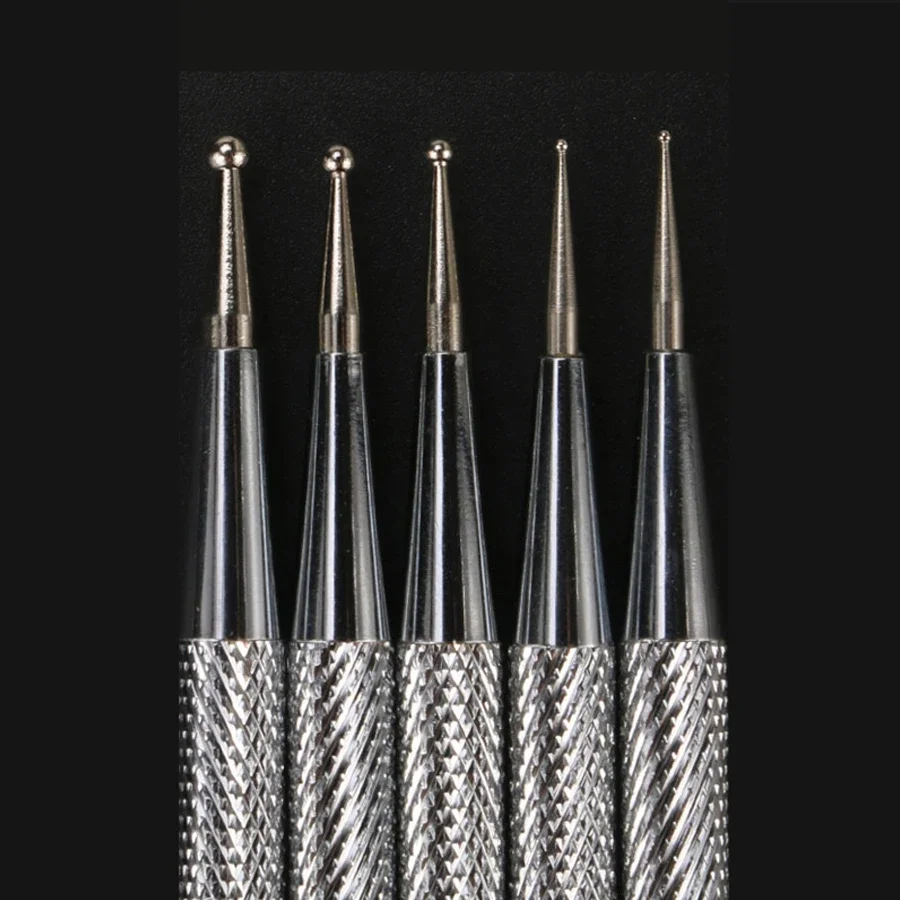 Nail Art Dotting Pen 5Pcs Dual End Stainless Steel Design Painting Picking Dot Rhinestones Crystal Gems Acrylic Manicure Tools