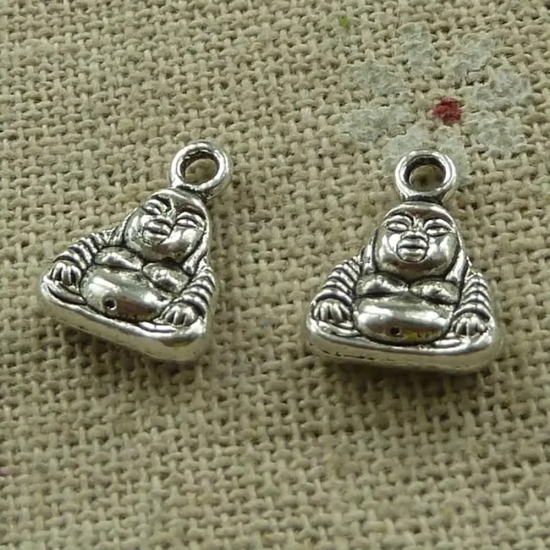255 Stück tibetische silberne Buddha-Charms-Anhänger 12 x 10 mm C3438, DIY-Schmuckherstellung, Kunsthandwerk