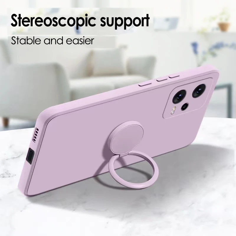 Liquid Silicone Phone Case with Soft Magnetic Ring Holder