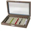 Wooden Pen Storage Case 12 Pens Capacity Practical Pen Collection Case Organizer 12 Slot with Glass Window for School Shop Home 2