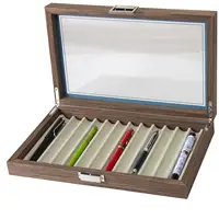 Wooden Pen Storage Case 12 Pens Capacity Practical Pen Collection Case Organizer 12 Slot with Glass Window for School Shop Home 2