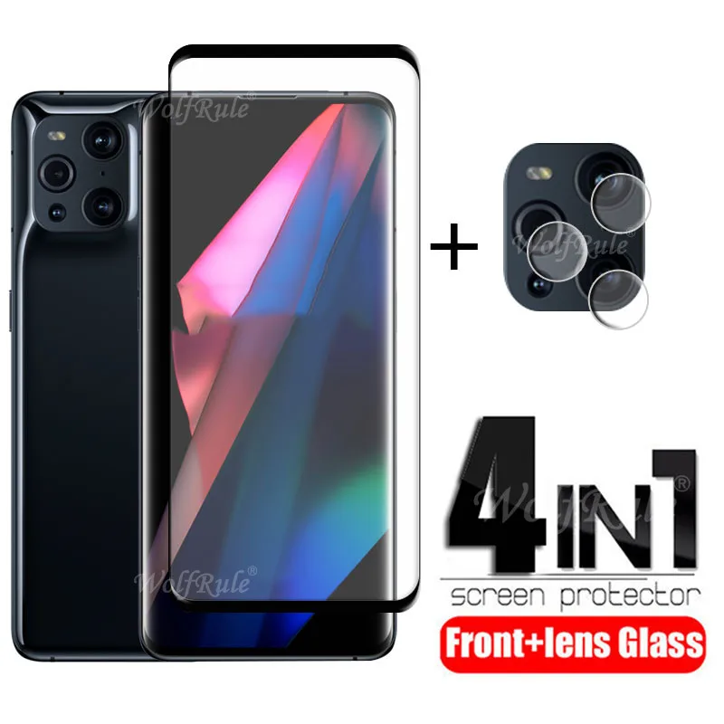

4-in-1 For OPPO Find X3 Pro Glass For Find X3 Pro Phone Film HD Protective Glass Screen Protetor For Find X3 Pro Lens Glass 6.7"