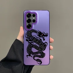 Chic Black Dragon Fashion Phone Case with Silver IMD Finish - Samsung S22 5G (B1 - Purple)