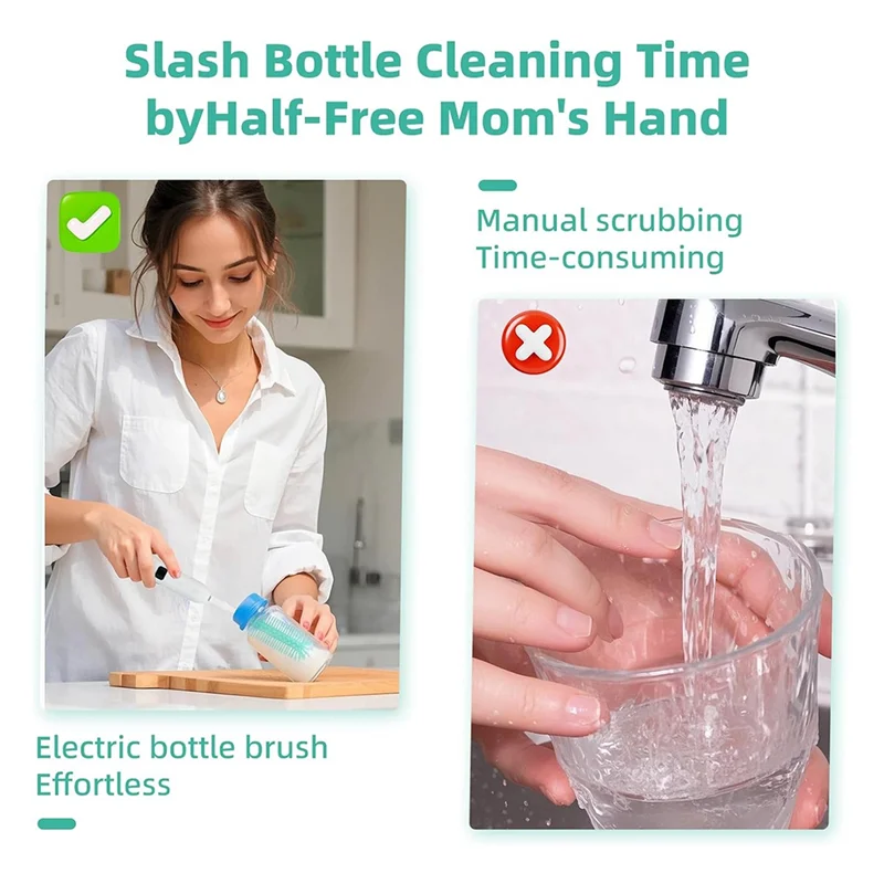 AT21-Electric Bottle Brush Cleaner,Electric Baby Bottle Brush Cleaner, Baby Bottle Washer,Automatic Bottle Cleaner Brush
