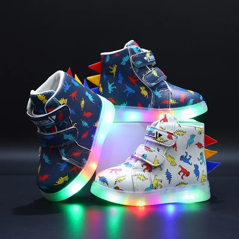Children's Sports Shoes Cartoon Dinosaur Kid's LED Illuminated Light Shoes 1-6 Year Old Boys' Sports Leisure Sneakers sports shoes kids sneakers kids shoes kids sports shoes