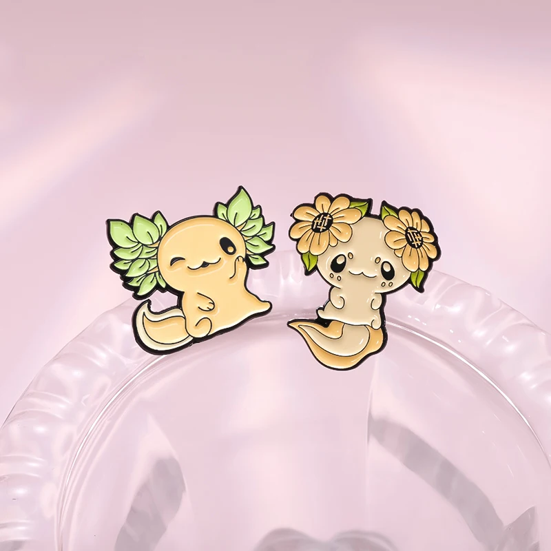 Axolotl Enamel Pin - 1.25" X 1.25" Cute Salamander Pin With Safety Backing