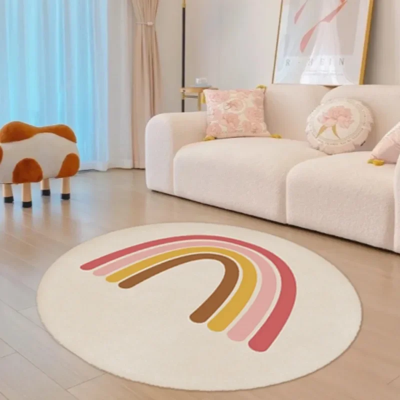 Round Fluffy Carpet for Living Room Soft Floor Mat White Hairy Nursery Play Mat Children Plush Minimalist Style Bedroom Rugs plush rug decorative carpet plush carpet plush play mat