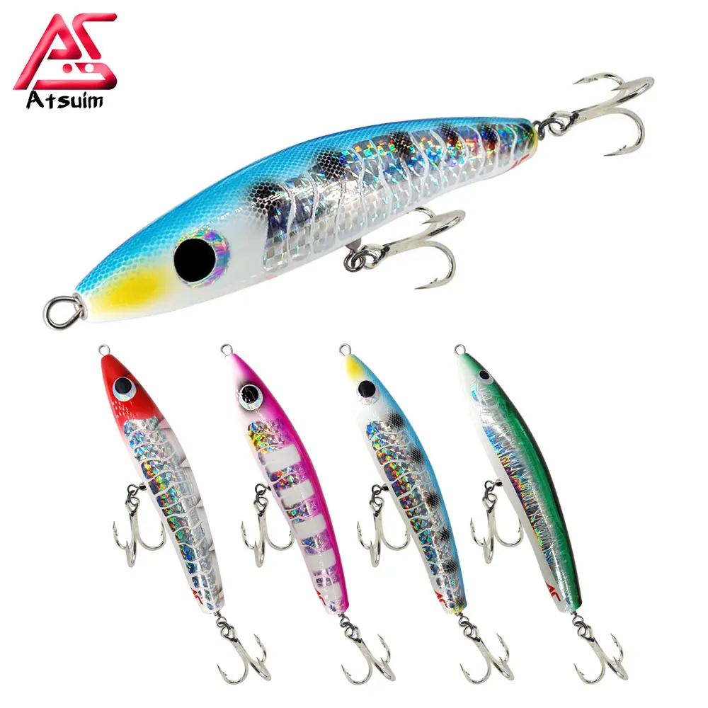 

AS Swim Trolling Cast Stickbait TopWater Lure Fishing 65g120g Wooden GT Tuna Pencil Artificial Floating Long Casting Wobblers