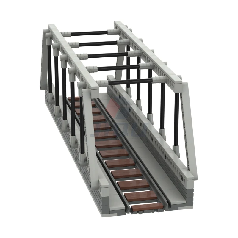 264 Pcs MOC Train Track Bridge Model Set Railway Viaduct Bridge