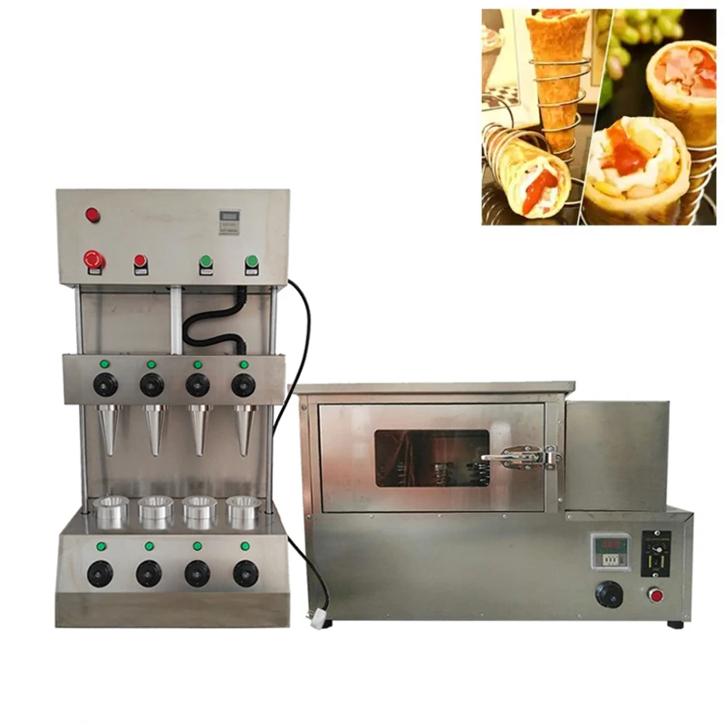 Commercial Pizza Cone Machine Rotary Oven with Glass Display Cabinet