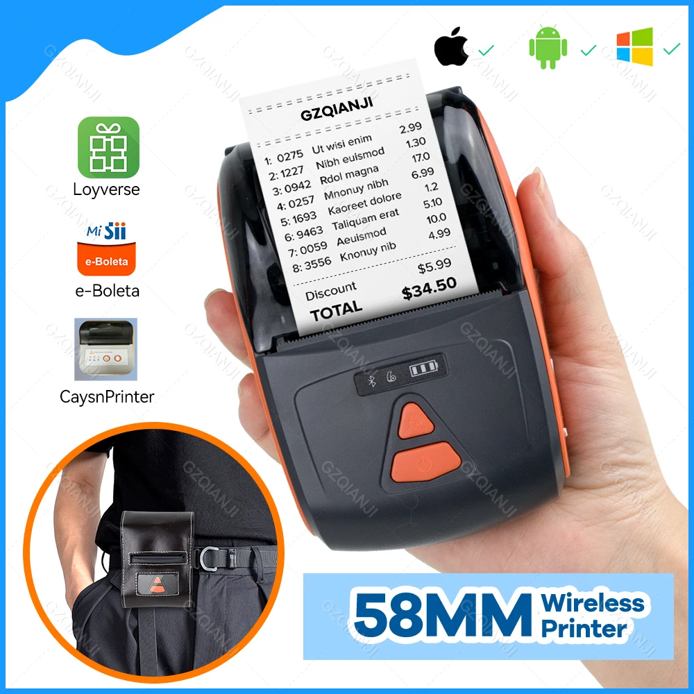 Photp Printerbluetooth 58mm Thermal Receipt Printer - Compatible With  Android & Ios