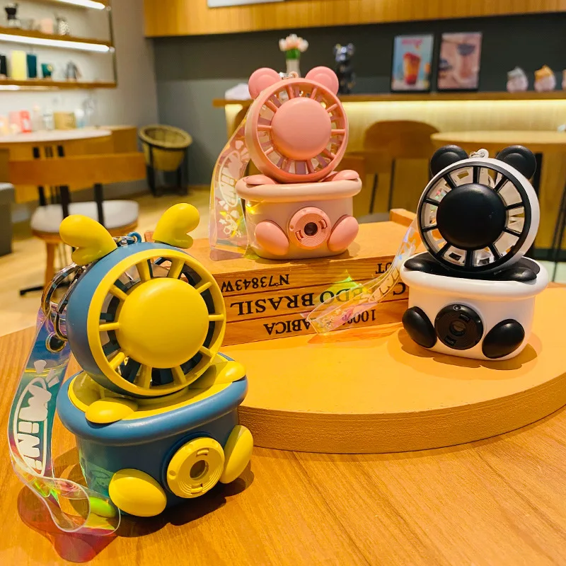 Usb Charging Fan Lithium Battery Usb Charging Portable Comes With Keychain Small Volume Outdoor Product Small Fan Blue Mini Fan