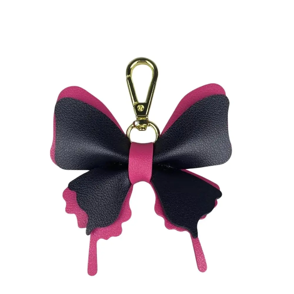 Elegant 3D Leather Butterfly Charm with Detachable Keyring Accessory