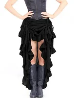 Women Vintage Gothic Long Skirt Sexy High-Low Ruffles Elasticity Pleated Corset Skirts Steampunk Party Pirate Cosplay Costume - Image 2