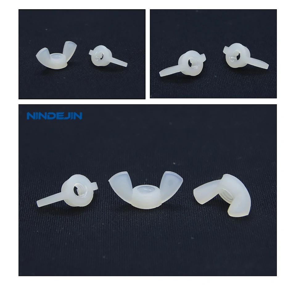 NINDEJIN 3–10 Stück Nylon-Flügelmuttern, Kunststoff-Flügelmutter, M3, M4, M5, M6, M8, M10, M12, weiß, handfest anziehen, Nylon-Flügelmutter – Detail 7