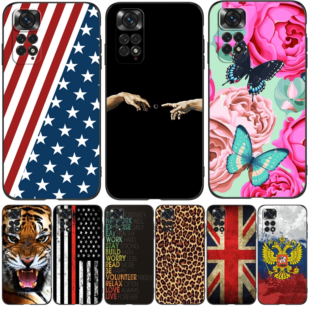 Per Xiaomi Redmi Note 11 Pro 4G 5G Plus Custodia Globale Red Mi Note11 Pro + Cover Per Telefono Custodia In Tpu Nero Uk Usa Flag Skull Wolf