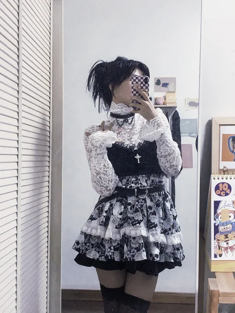 パンクスタイルゴシック夜会服メッシュスカートホルターロリータ  