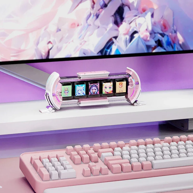 Vintage Cyberpunk Desk Clock Glow Tube Elekstube Nixon Digital Desktop Clocks RGB Pink  