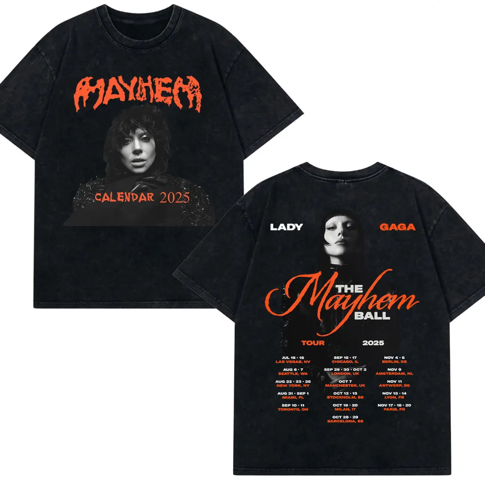 Vintage Lady Gaga The Mayhem Ball Tour 2025 Washed T-Shirt Men