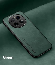 Luxury PU Leather Phone Case with Car Holder and Silicone Protection - Honor Magic7 (Green)