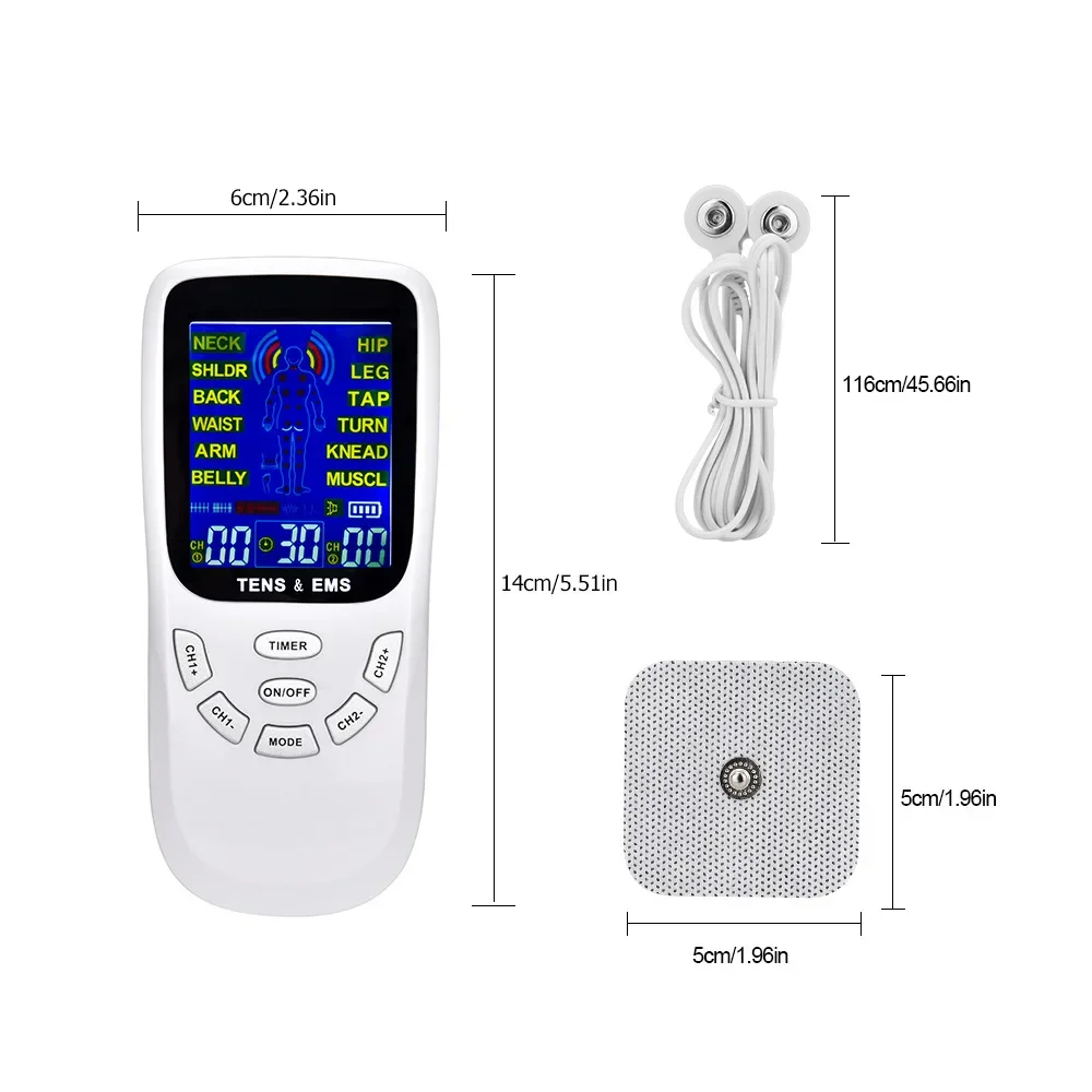 Electric Tens Muscle Stimulator 12-Mode EMS Acupuncture Face Body Massager Digital Therapy Herald Massage Body Electrostimulator