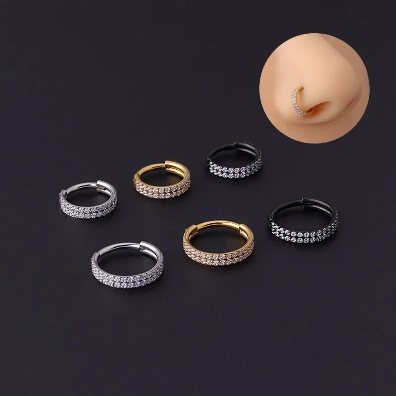 F136 Titanium piercing ZC Nose Rings Women Hinged Segment Septum Clicker Daith Earrings Hoop Cartilage Tragus Piercing Jewelry