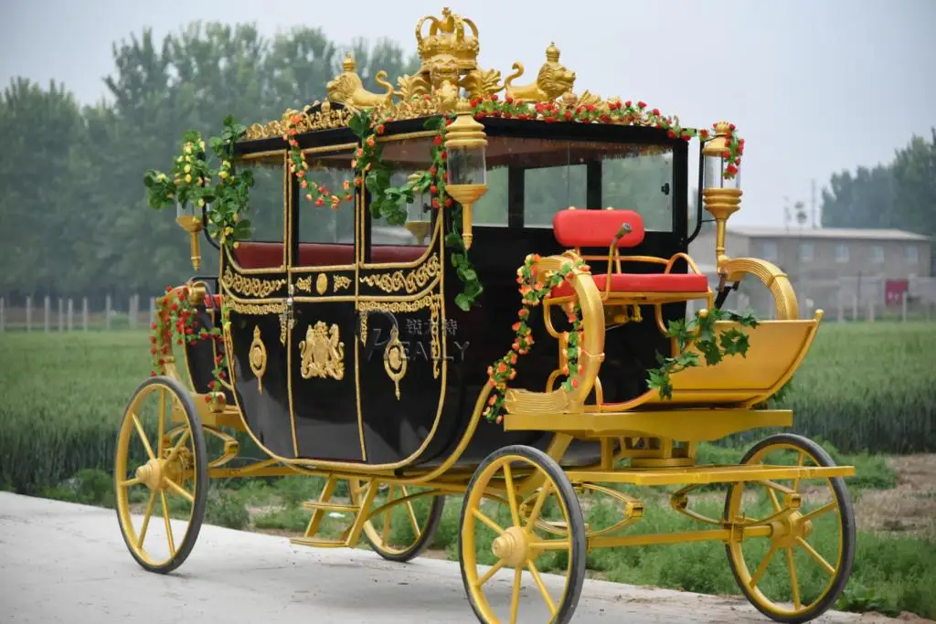 New Dual Use Royal Horse Carriage Luxury Wedding Comfortable European Family Tourist Festival Wedding Electric Vehicle