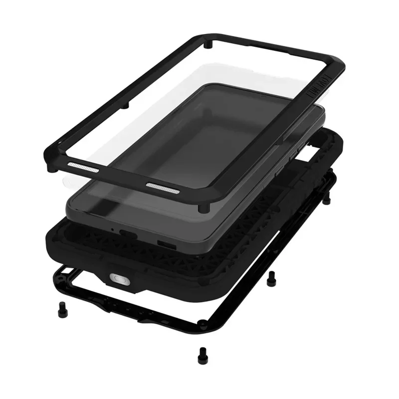 Love Mei Silicone Phone Case Military Grade Metal Protective Cover Shockproof and Dustproof for Samsung S24 S23 Plus S23 Ultra