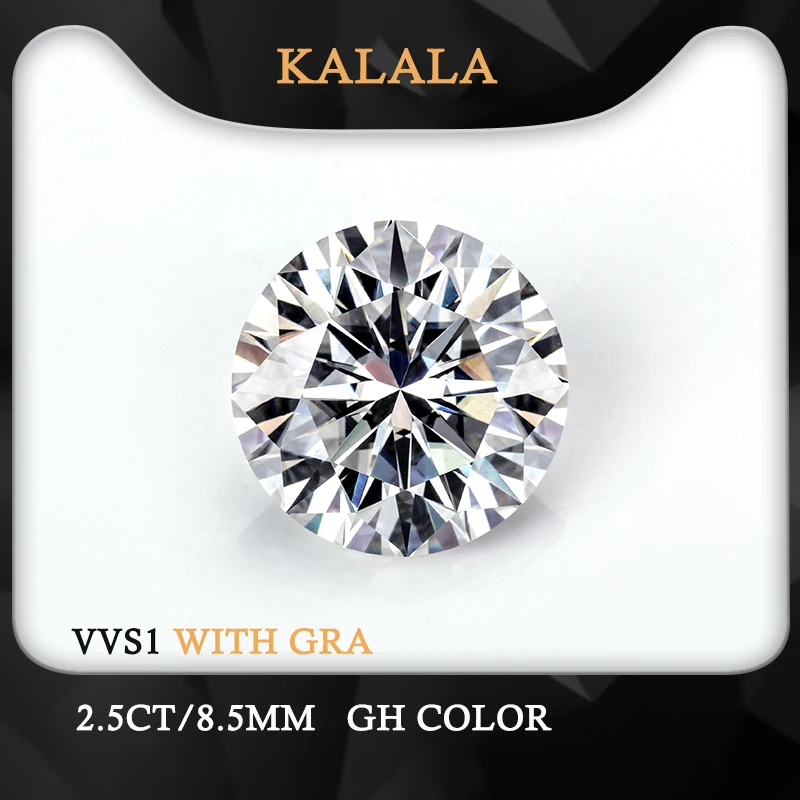 

8.5mm GH Color Round Brilliant Moissanite 2.5ct Carat Excellent Cut Loose Stone VVS1 jewelry Lab diamond ring material