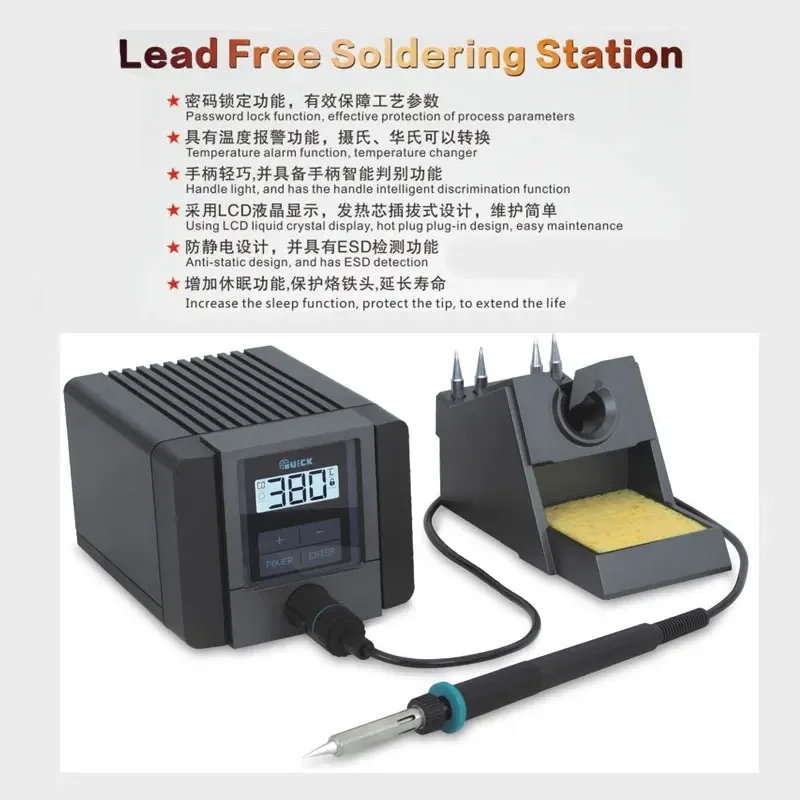 

QUICK TS1100 Digital intelligent lead-free soldering Iron BGA Rework station 90w Hot Air Soldering Station For PCB Mobile phone