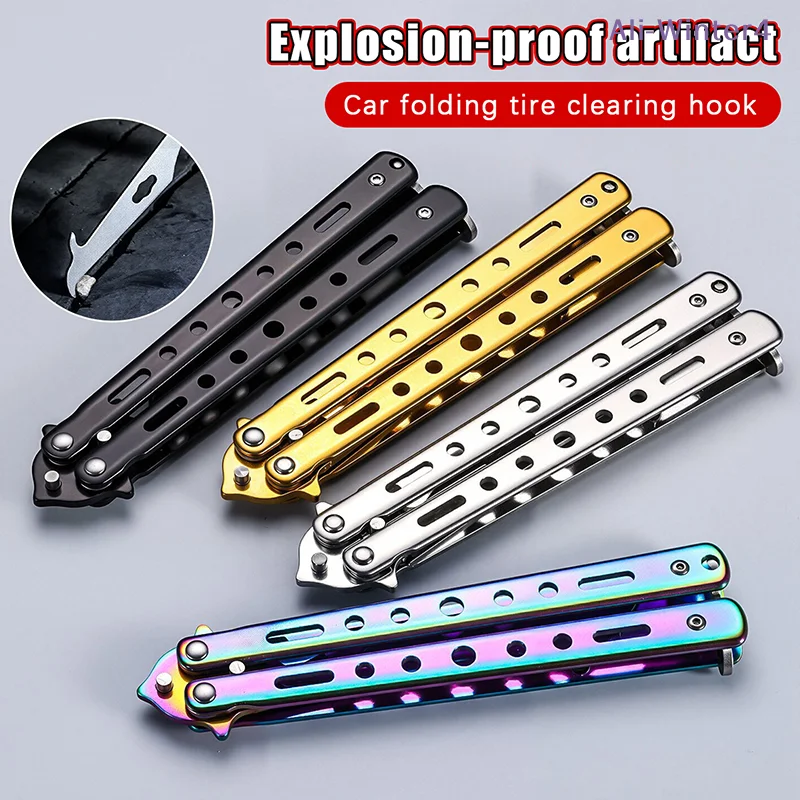 {MOA2} 접이식 자동차 타이어 홈 청소용 훅 스테인리스 타이어 스톤 제거기 타이어 수리 도구 드라이버 액세서리