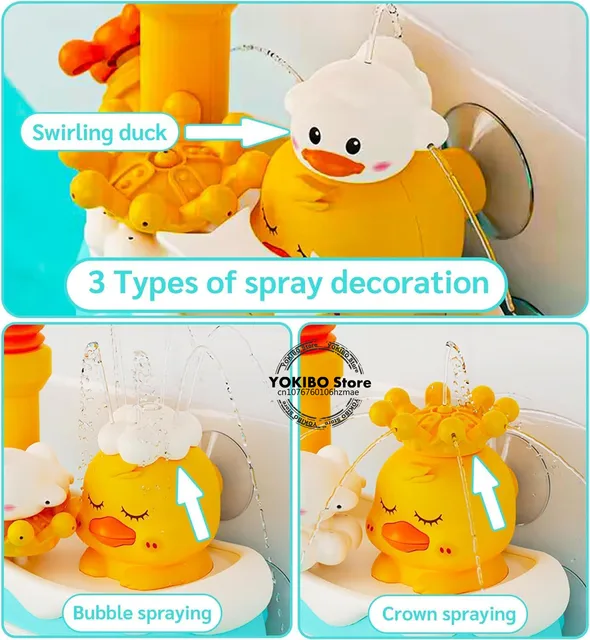 62 Pezzi Giocattoli Da Bagno Per Bambini - Scivolo Acquatico Con Anatre E Ventose, Giochi Educativi Per Vasca - Foto 8