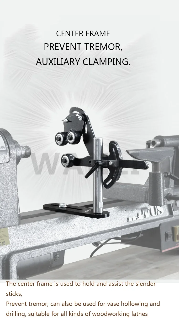 Multifunctional Lathe Center Frame Wooden Rotating Anti-Shake Bracket Support Ac