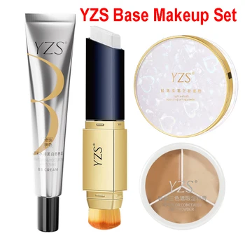 YZS Face Base Makeup Set BB Cream Primer Face Powder Oil-control Base Concealer Dark Circle Correcting Oil-Free Skin Foundation