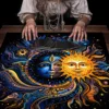 Mystical Colorful Sun and Moon Tarot Card Tablecloth Divination Altar Cloth Tarot Mat Witchcraft Astrology Oracle Cards Pads 5