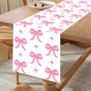 Pink Bow Polyester Table Runner Wedding Birthday Party Decoration Kids Girl Baby Shower Party Supplies Dining Table Cloth Cover 5