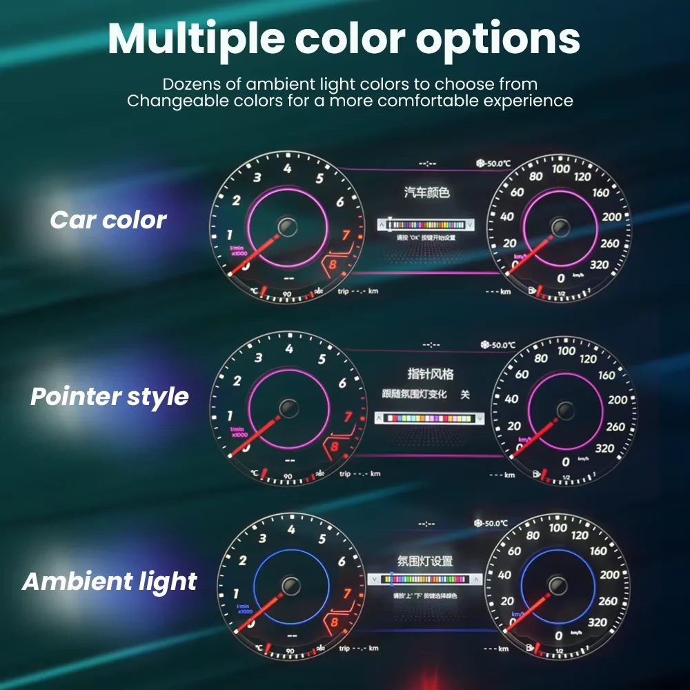 Panel de Instrumentos Digital LCD de 12.3 Pulgadas para VW Polo Amarok 2009-2020, CarPlay Inalámbrico, Android Auto, Panel de Instrumentos, Cabina 6