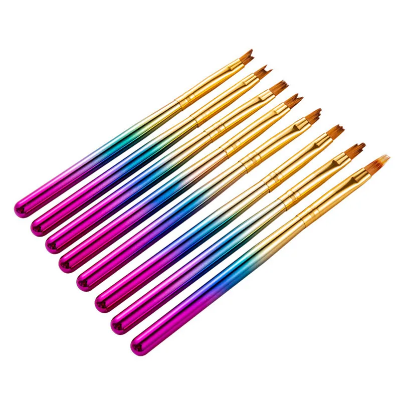 

8PCS Nail Flower Pen Paint Pen Petal Pen Rainbow Gradient Pen Holder French Phototherapy Nail Set Pen Nail Supplies