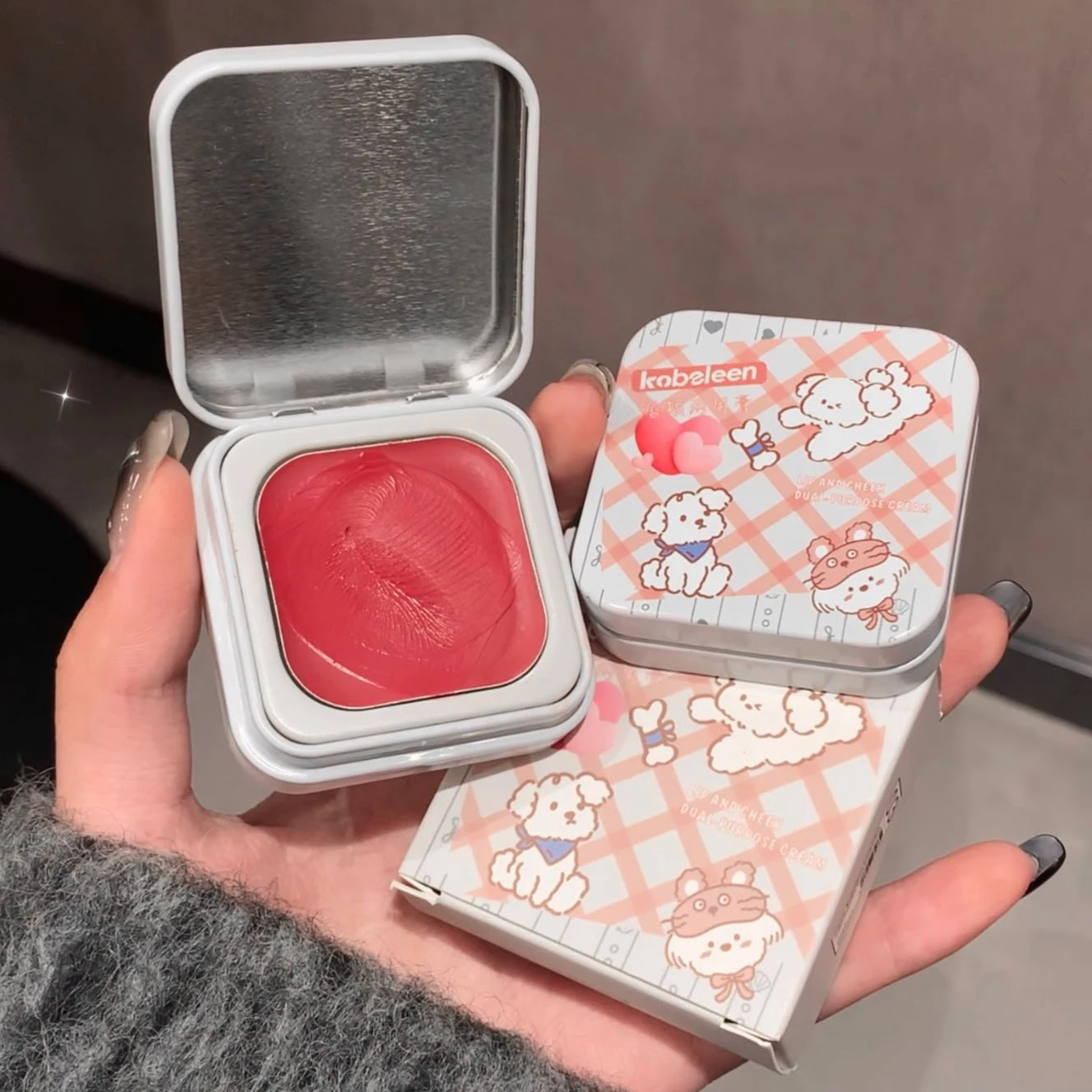 Description Picture 6 of itemMulti-function Blush Cream Natural Cheek Face Rouge Cute Iron Box Blusher Mud High Color Rendering Smooth Brightening Skin Tone