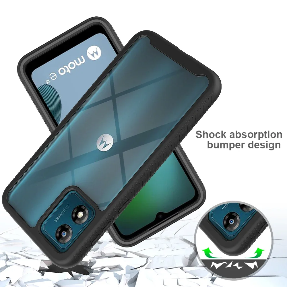 Hybrid Rugged Armor Shockproof Case For Motorola Moto E13 E32 G13 G23 G53 G22 G32 G52 G82 5G TPU Frame Hard Plastic Back Cover — view 2