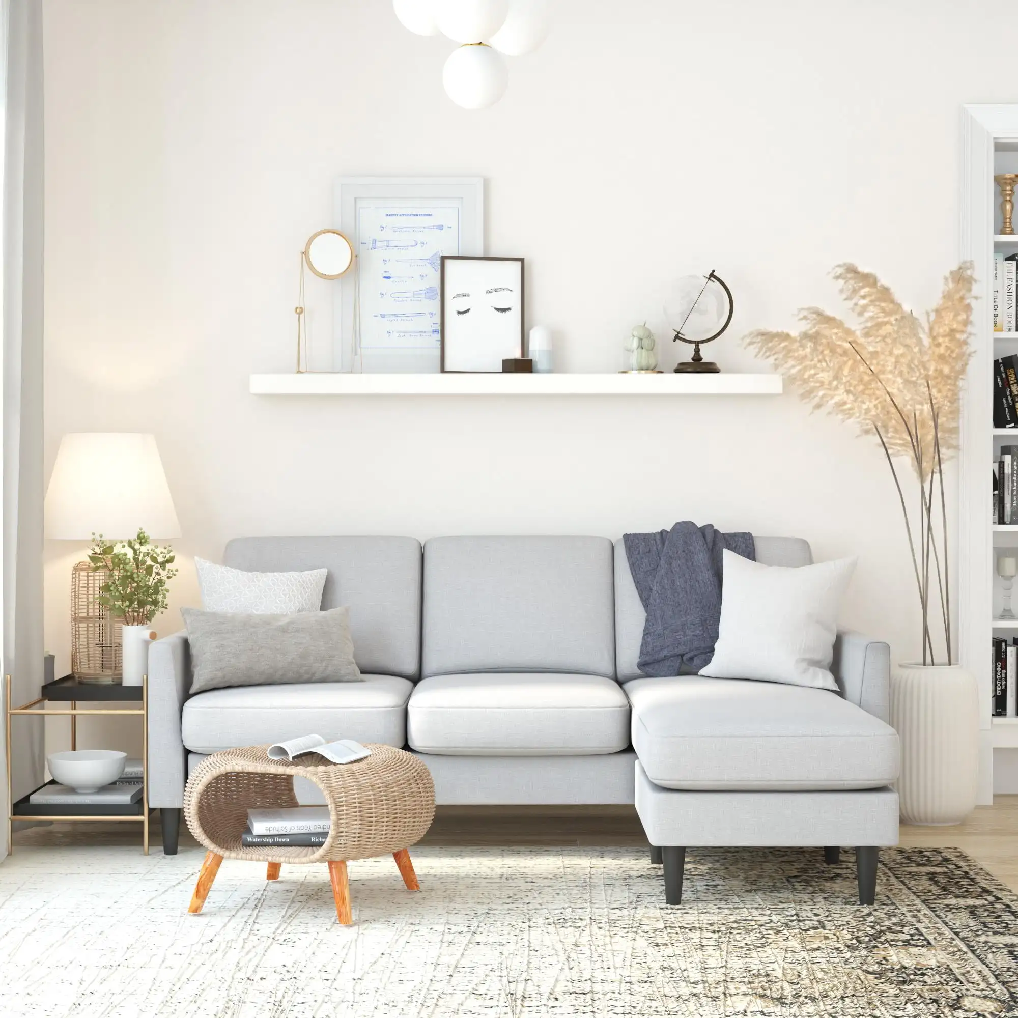 

Mr. Kate Winston Reversible Sofa Sectional, Light Gray Linen