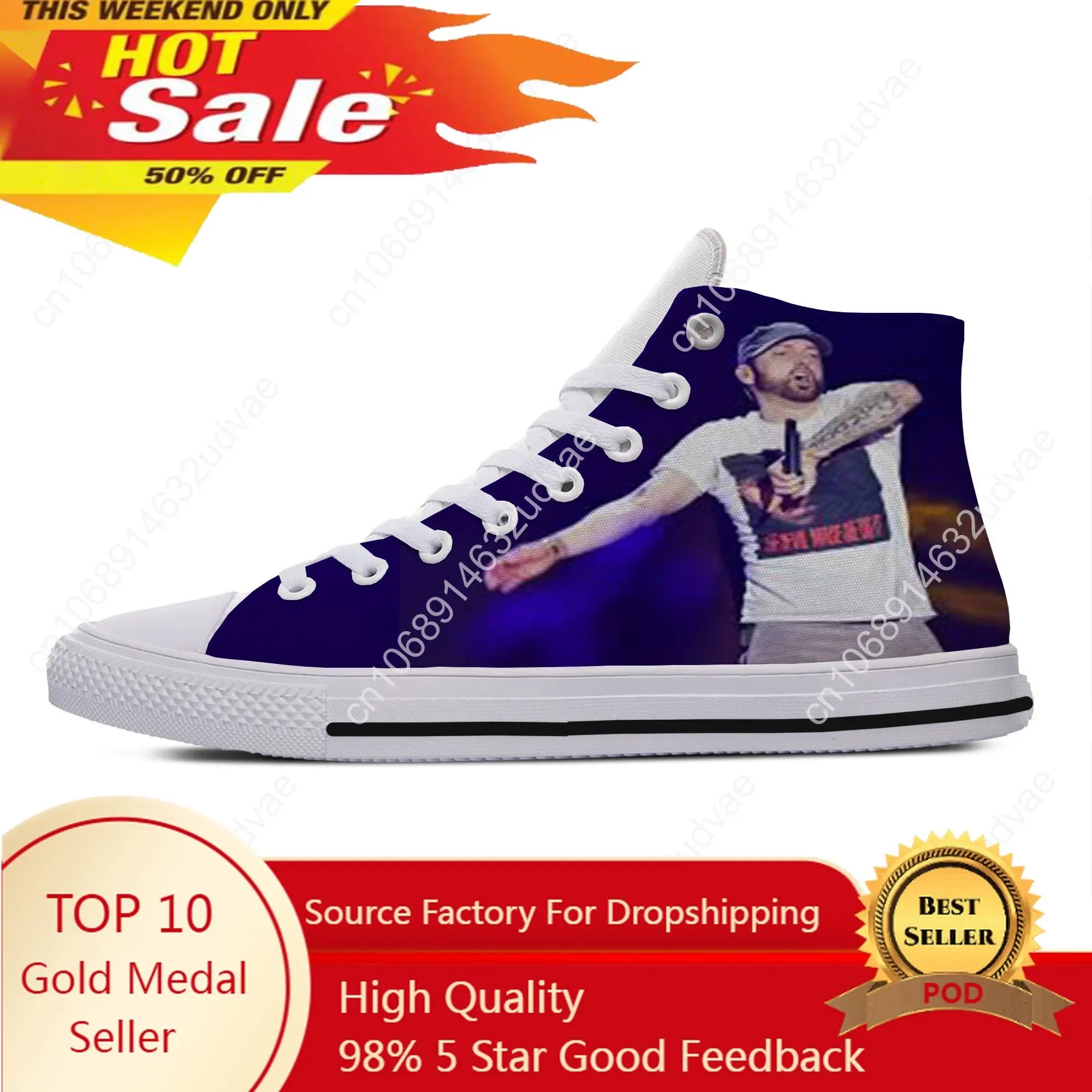 

Hot Cool Fashion New Summer Casual Shoes Man Woman Latest Hip Hop Rap Music Rock Funny Eminem Casual High Help Board Shoes