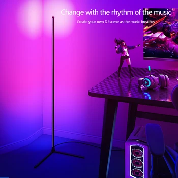 MARPOU 와이파이 스마트 투야 플로어 램프, RGB 앱 원격 음성 제어, 모던 무드 스탠딩 코너 야간 조명, 침실 거실용