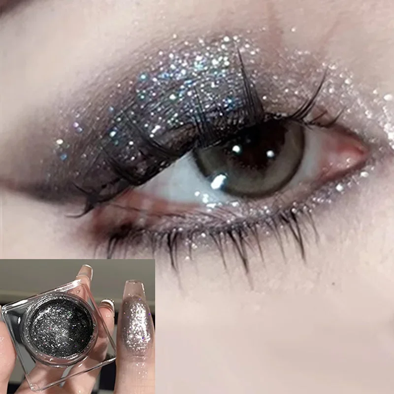Diamond Glitter Metallic Feeling Eyeshadow Brighten Eyes Make Up Waterproof Shiny Black Eyeshadow Gel Makeup Palette Cosmetics