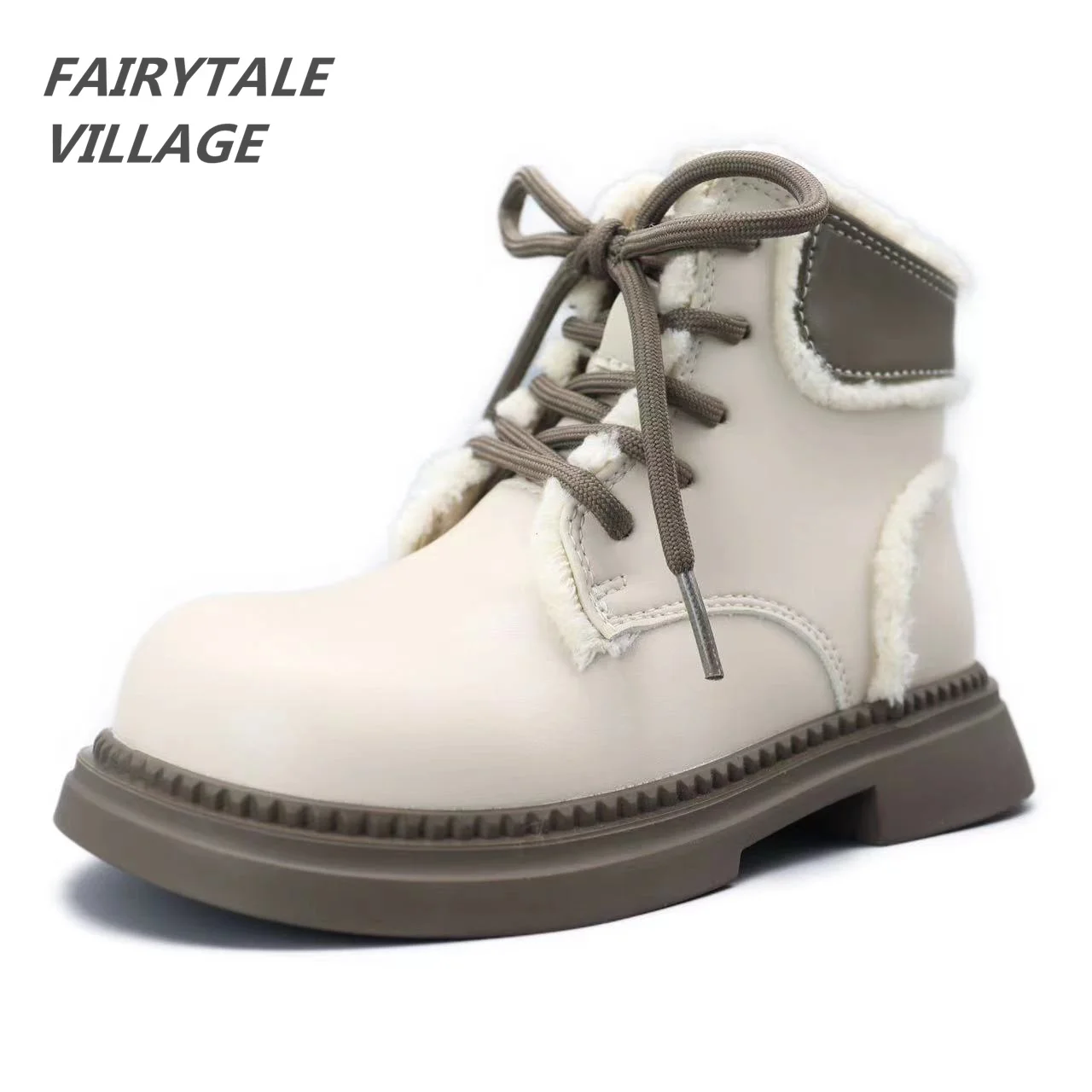 

Fairytale Village 3-12 Years Old Kids Fashion anti-slip high top Warm leather boots High quality tendon sole ankle boots