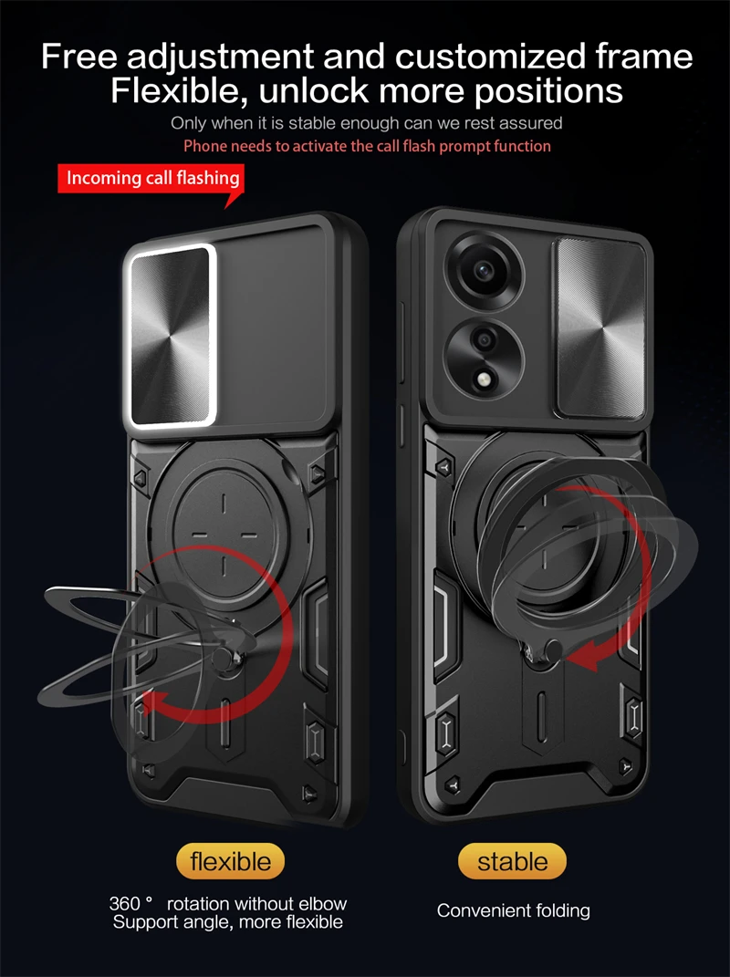 Motorola Moto G54 5G G84 G14 Case Shockproof Armor Slide Lens Protect Funda Metal Ring Holder Back Cover phone case leather phone case phone protector cover phone waterproof case camera protector case camera lens protector case camera lens case ipod cover case