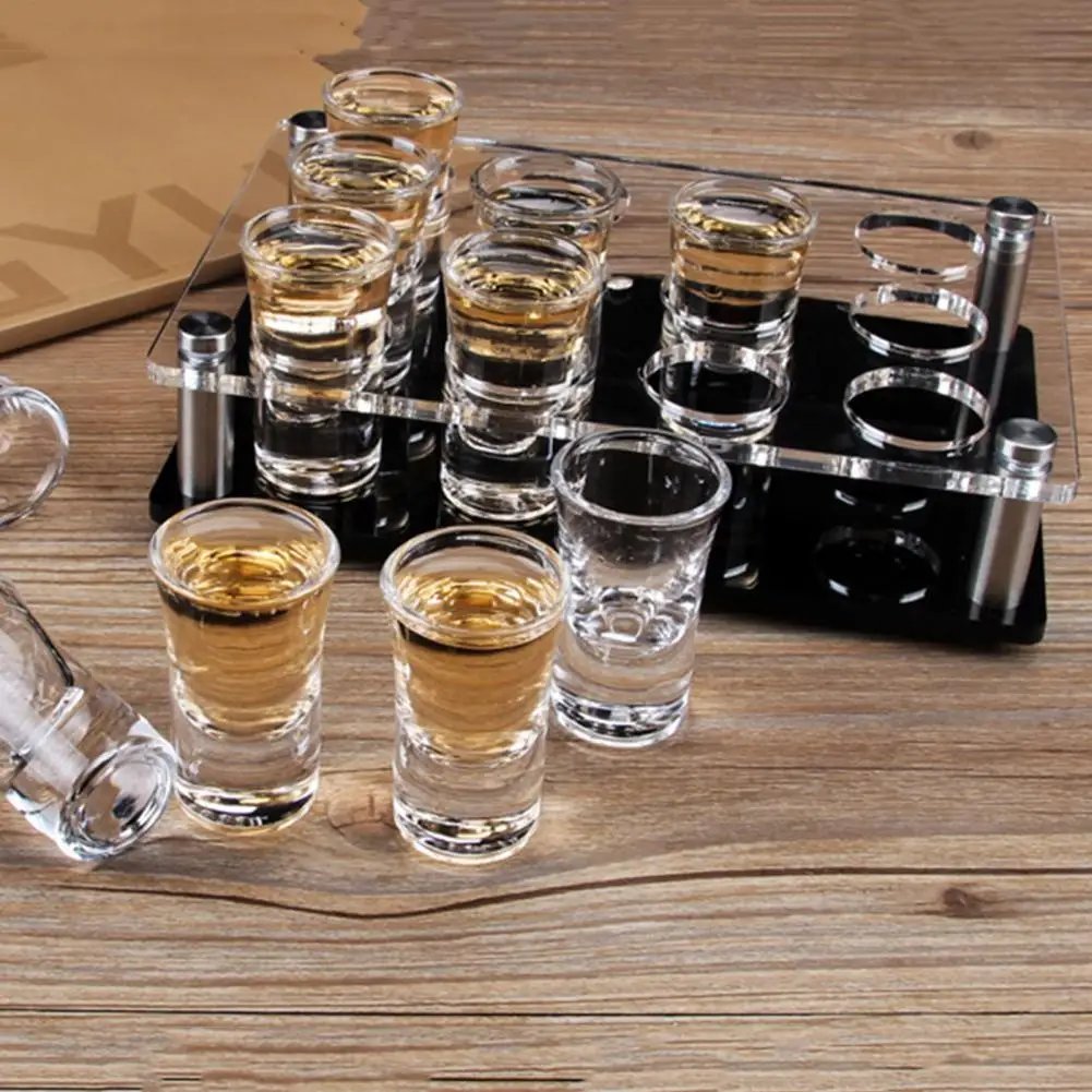 6/12 Holes Wine Cup Rack Transparent Square Shot Glass Holder Acrylic Shelf Tray For Tequila Liqueurs Whiskey Stand Bar Supplies