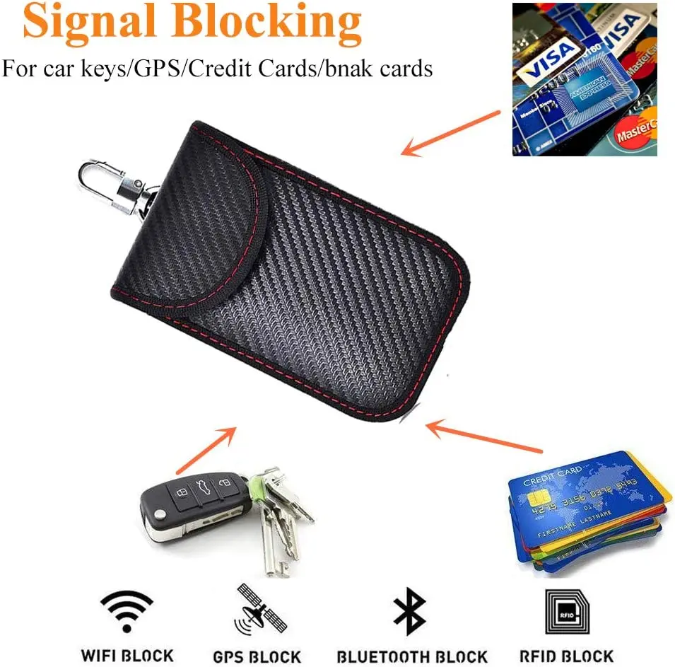 Car Key Blocker Faraday Card Car Keys Case FOB Signal Blocker Bag RFID Shielding Key Credit Card Bags Organizer for Privacy Protection