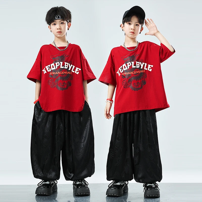 

2024 New Children's HIP HOP Dance Costumes for Boys Street Cool Hiphop Catwalk Show Clothing Jazz Dance Performance Wear XH114