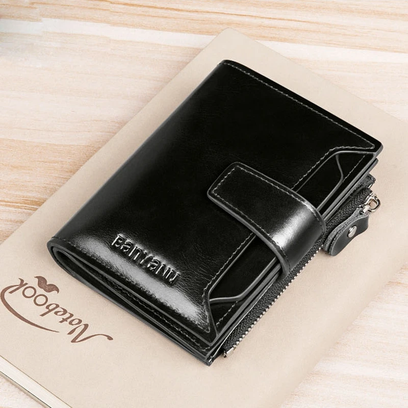 New Retro Men's Wallet Anti-theft Brush Short Leather Men's Coin purses Card holder Money clip luxury wallet